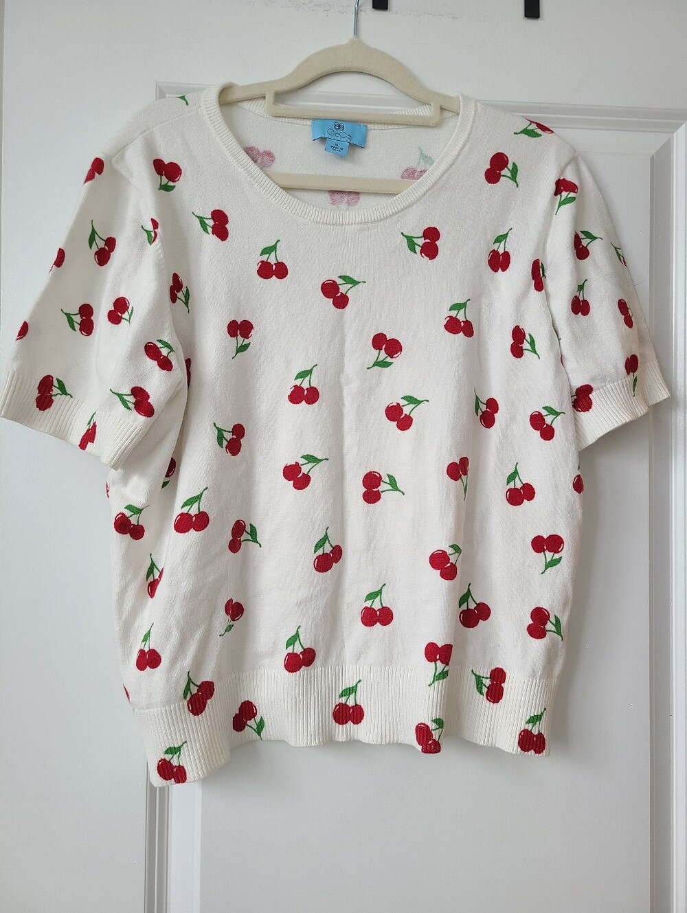 CeCe Cherry Short Sleeve Sweater Tee
